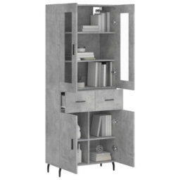Berkfield Elegant Highboard Concrete Grey 69.5X34X180 Cm Engineered Wood - thumbnail 3