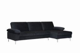 SquareBoxx Venossa L Shaped Corner Sofa With Chaise Lounge A 4 Seater Modern Fabric Sofa, Deep Seat Comfort, Plush Cushions & Chrome Legs - thumbnail 1