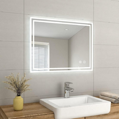 Emke Shaver Bathroom Mirror With Bluetooth, Backlit Led Illuminated Bathroom Mirror With Fuse & Demister, 600X800mm - image 1
