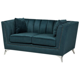 Beliani Sofa 2 Seater Gaula Velvet Teal - thumbnail 4
