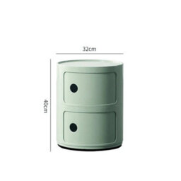 Green - 2Tiers Cylindrical Round Storage Cabinet Cupboard Shelf Side End Table Shelf - thumbnail 2