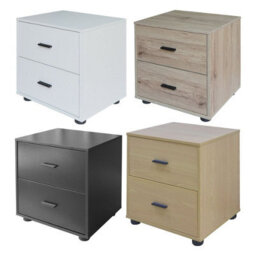 Urbn-Living Urbnliving Height 43Cm 2 Drawer Wooden Black Bedside Cabinet Bedroom Furniture Storage Nightstand - thumbnail 2