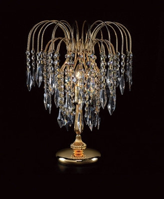 Luminosa Lighting Luminosa Shower 1 Light Gold Table Lamp With Heritage Prism Crystals