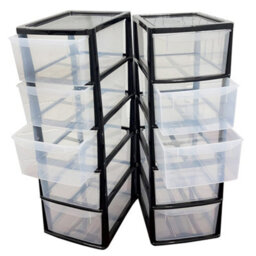 Storm Trading Group Black 5 Drawer Storage Tower Unit With Clear Spacious Drawers For Home & Office Organisation - thumbnail 2