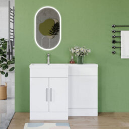 AVER-GROWTH 1100mm Large Vanity Unit With Basin Resin Toilet Cabinet Matt White Floor Standing Bathroom Storage Cupboard - thumbnail 4