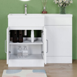 AVER-GROWTH 1100mm Large Vanity Unit With Basin Resin Toilet Cabinet Matt White Floor Standing Bathroom Storage Cupboard - thumbnail 5