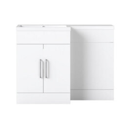 AVER-GROWTH 1100mm Large Vanity Unit With Basin Resin Toilet Cabinet Matt White Floor Standing Bathroom Storage Cupboard - thumbnail 6