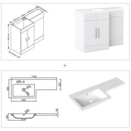 AVER-GROWTH 1100mm Large Vanity Unit With Basin Resin Toilet Cabinet Matt White Floor Standing Bathroom Storage Cupboard - thumbnail 7