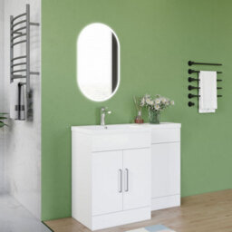 AVER-GROWTH 1100mm Large Vanity Unit With Basin Resin Toilet Cabinet Matt White Floor Standing Bathroom Storage Cupboard - thumbnail 3
