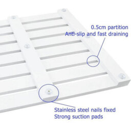 Large White Bathroom Wooden Duck Board Natural Wood Rectangular Shower Bath Mat - thumbnail 4
