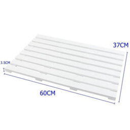 Large White Bathroom Wooden Duck Board Natural Wood Rectangular Shower Bath Mat - thumbnail 2