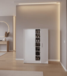 Amos Mann Furniture Alfy Large 30 Pairs Shoe Cupboard Cabinet White - thumbnail 2