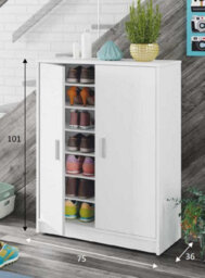 Amos Mann Furniture Alfy Large 30 Pairs Shoe Cupboard Cabinet White - thumbnail 4
