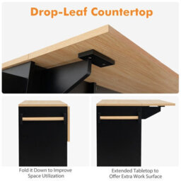 Costway Drop Leaf Kitchen Island Trolley Mobile Kitchen Buffet Serving Cart W/ Wine Rack - thumbnail 6