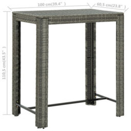 Vidaxl Garden Bar Table Grey 100X60.5X110.5 Cm Poly Rattan - thumbnail 6