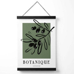 Artze Wall Art Green And Black Olive Boho Sketch Floral Art Print With Black Frame Size: A4 - thumbnail 1