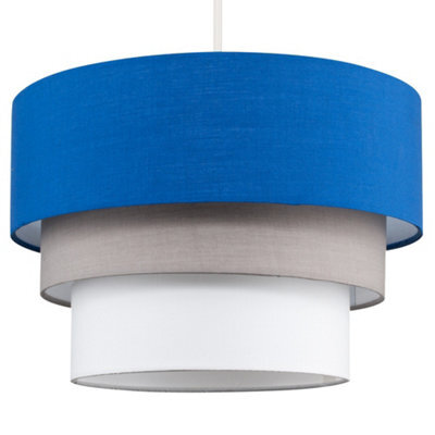 Valuelights Aztec 3 Tier Blue Fabric Ceiling Light Shade And Bulb (D)30Cm - image 1