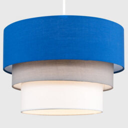 Valuelights Aztec 3 Tier Blue Fabric Ceiling Light Shade And Bulb (D)30Cm - thumbnail 2