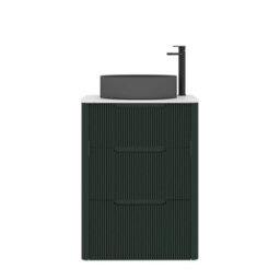 Royal Bathrooms Avenza 600mm Deep Moss Green Floor Standing Countertop Bathroom Vanity Unit 3 Drawer With Art Round Black Basin - thumbnail 6