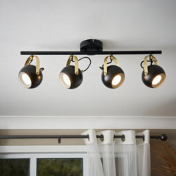 Inlight Azure Matt Black Brass Effect 4 Light Spotlight Bar - thumbnail 1