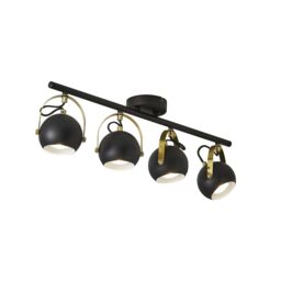 Inlight Azure Matt Black Brass Effect 4 Light Spotlight Bar - thumbnail 4