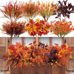 Amorly 24 Bunches Artificial Fall Flowers Faux Fake Orchid Autumn Plants Flowers For Outdoors Thanksgiving Autumn Decor Decorations - thumbnail 4