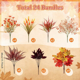 Amorly 24 Bunches Artificial Fall Flowers Faux Fake Orchid Autumn Plants Flowers For Outdoors Thanksgiving Autumn Decor Decorations - thumbnail 5