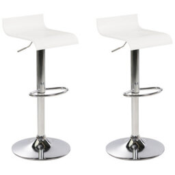 Beliani Set Of 2 Bar Chairs Valencia Swivel White - thumbnail 1