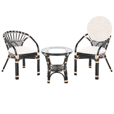Beliani Bistro Set With Cushions Pecorini Rattan Black - image 1