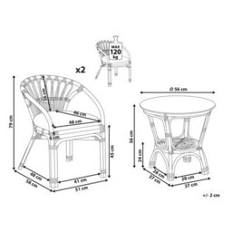 Beliani Bistro Set With Cushions Pecorini Rattan Black - thumbnail 3