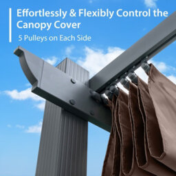Costway 2.9 X 3.6 M Outdoor Retractable Pergola Aluminum Patio Shelter W/ Canopy Brown - thumbnail 8