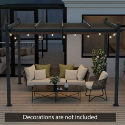 Costway 2.9 X 3.6 M Outdoor Retractable Pergola Aluminum Patio Shelter W/ Canopy Brown - thumbnail 7