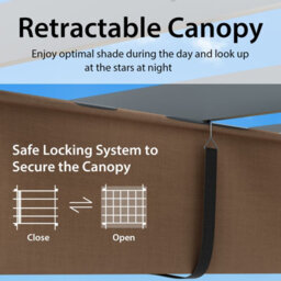 Costway 2.9 X 3.6 M Outdoor Retractable Pergola Aluminum Patio Shelter W/ Canopy Brown - thumbnail 5