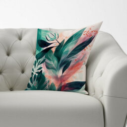 Warren Reed Designer Green Feather Leaves Tropical Cushions 60Cm X 60Cm - thumbnail 2
