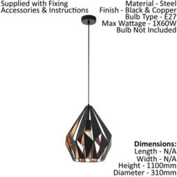 Modern Black And Copper Ceiling Pendant Light With Matching Wall Sconces - thumbnail 2