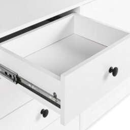 Wyld And Coco Nordicnest Sideboard White 2 Door 4 Drawer Cabinet Storage Unit Scandinavian Style - W150 X D40 X H80Cm - thumbnail 8