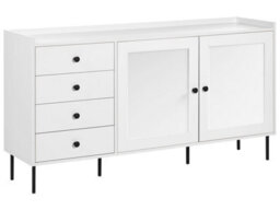 Wyld And Coco Nordicnest Sideboard White 2 Door 4 Drawer Cabinet Storage Unit Scandinavian Style - W150 X D40 X H80Cm - thumbnail 3