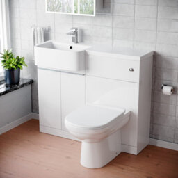 Nes Home 1000mm White Lh Freestanding Cabinet With Basin, Wc Unit & Toilet - thumbnail 1