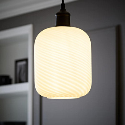 Valuelights Emery Frosted Oval Swirl Glass Easy Fit Ceiling Lamp Shade - image 1