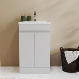 Probaty Bathrooms Vanity Unit Matte White Mdf,500X385X800mm,freestanding,detachable,2 Doors With Artificial Stone Square Basin - thumbnail 2