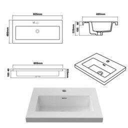 Probaty Bathrooms Vanity Unit Matte White Mdf,500X385X800mm,freestanding,detachable,2 Doors With Artificial Stone Square Basin - thumbnail 9