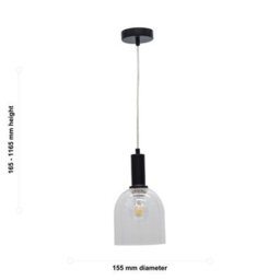 First Choice Lighting Belten - Clear Glass Cloche Black Deco Pendant Fitting - thumbnail 5