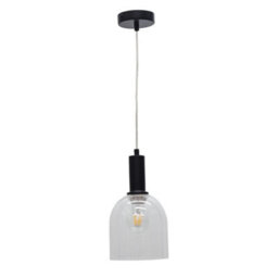 First Choice Lighting Belten - Clear Glass Cloche Black Deco Pendant Fitting - thumbnail 1