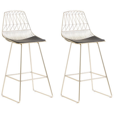Beliani Set Of 2 Bar Chairs Preston Metal Gold - image 1