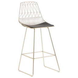 Beliani Set Of 2 Bar Chairs Preston Metal Gold - thumbnail 4