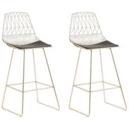 Beliani Set Of 2 Bar Chairs Preston Metal Gold - thumbnail 1