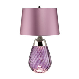 Luminosa Lighting Elstead Lena 2 Light Small Plum Table Lamp, Plum-Tinted Glass , Heather Shade, E27 - thumbnail 1