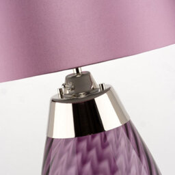 Luminosa Lighting Elstead Lena 2 Light Small Plum Table Lamp, Plum-Tinted Glass , Heather Shade, E27 - thumbnail 2