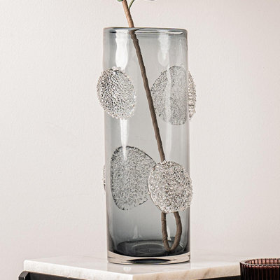 Vanity Living 38.5Cm Smoke Grey Forest Handmade Glass Vase, Tall Decorative Vase For Living Room - image 1
