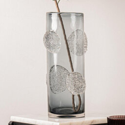 Vanity Living 38.5Cm Smoke Grey Forest Handmade Glass Vase, Tall Decorative Vase For Living Room - thumbnail 1